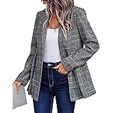 Unifizz Plaid Blazer Jacket for Womens Long Sleeve 2025 Work Office Blazer Lapel Button Work Formal Blazer Jackets