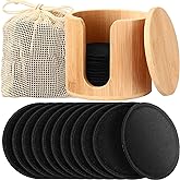 Foaincore 40 Pcs Reusable Makeup Remover Pads with Mesh Storage Bag and Bamboo Box Washable Bamboo Cotton Rounds Soft Reusable Face Pad for Toner Skin Various Skin Care Products(Black)