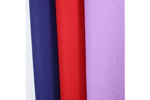 KCS 3 pc of 15" x 18"(38cmx45cm) Counted Cross Stitch Cotton Aida Cloth Needlework Rolled Fabric Box,14CT,Lavender+Royal Blue+Red
