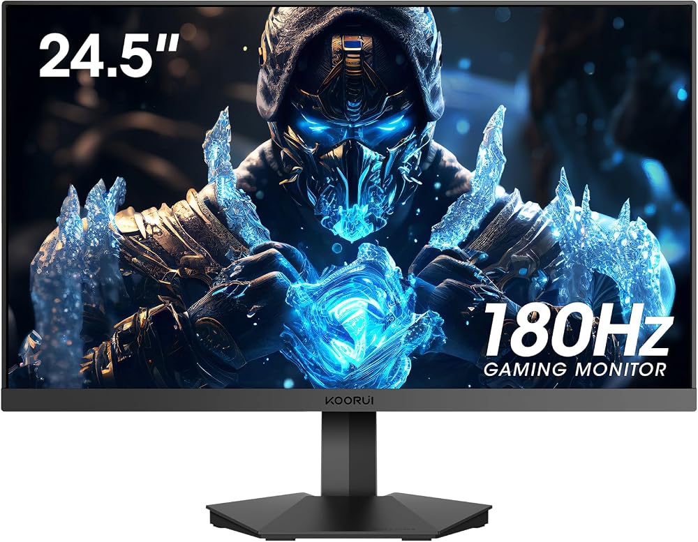 KOORUI 24.5" FHD Gaming Monitor VA 1ms 180Hz Adaptive Sync VESA Tilt Eye Care