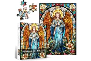 Stained Glass Puzzles for Adults 1000 Pieces and up, Easter Puzzle with Angel Blessing, PICKFORU Religious Puzzles as Home Decor