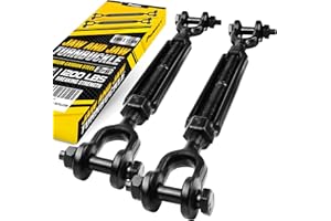 PAMAZY [Premium] 2 Pack 3/8”x11.4” Ultra Durable Jaw and Jaw Turnbuckle, 1200 lbs Working Load Limit, Weather Resistant, Durable Black Turnbuckle for Wire Rope Tension, Shade Sail Hardware, Sun Shade Tent