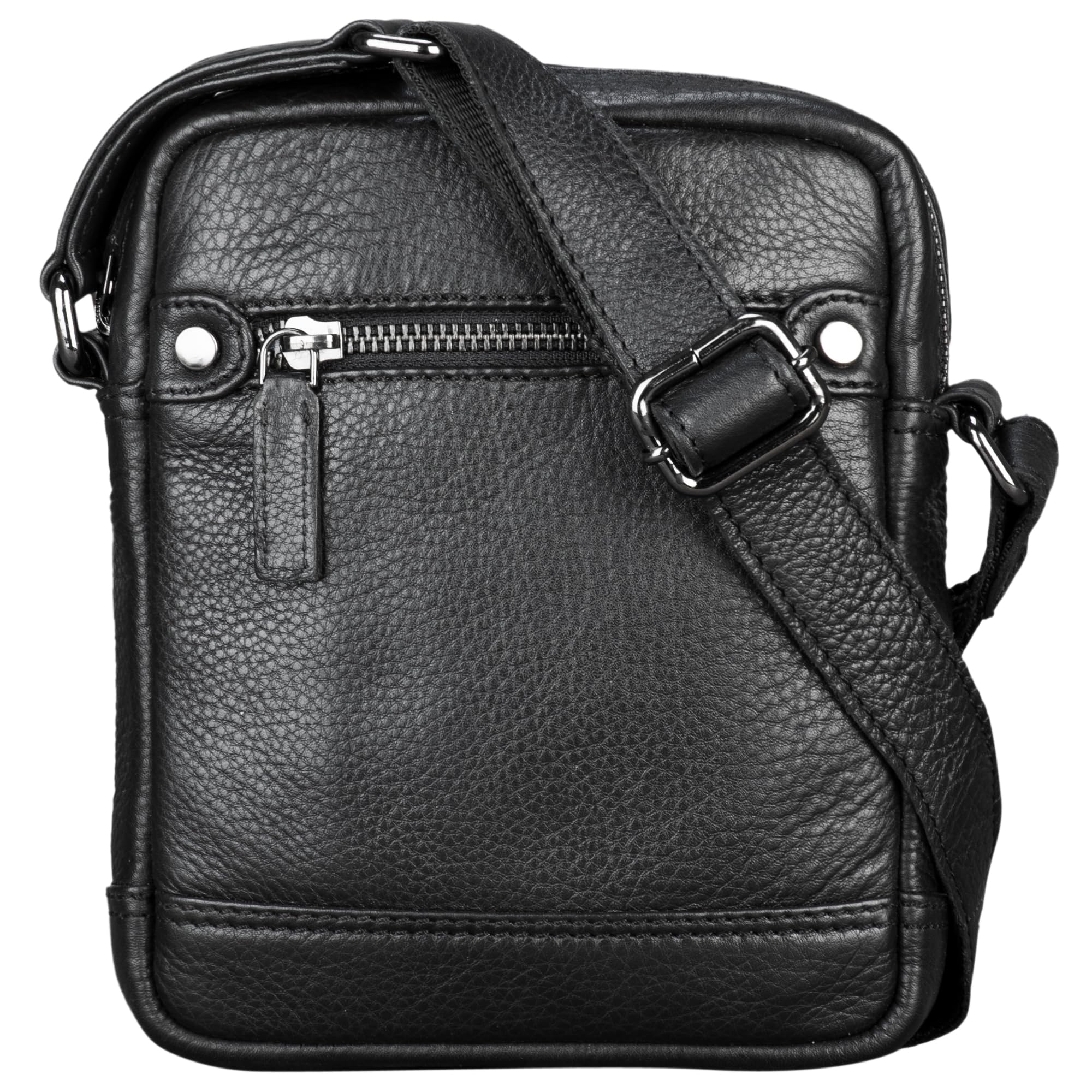 STILORD "Pepe" Mens Leather Cross Body Bag Small Vintage Shoulder Bag with Strap and Zipper Messenger Bag fits 7 Inch Tablet in Genuine Leather Colour:Black