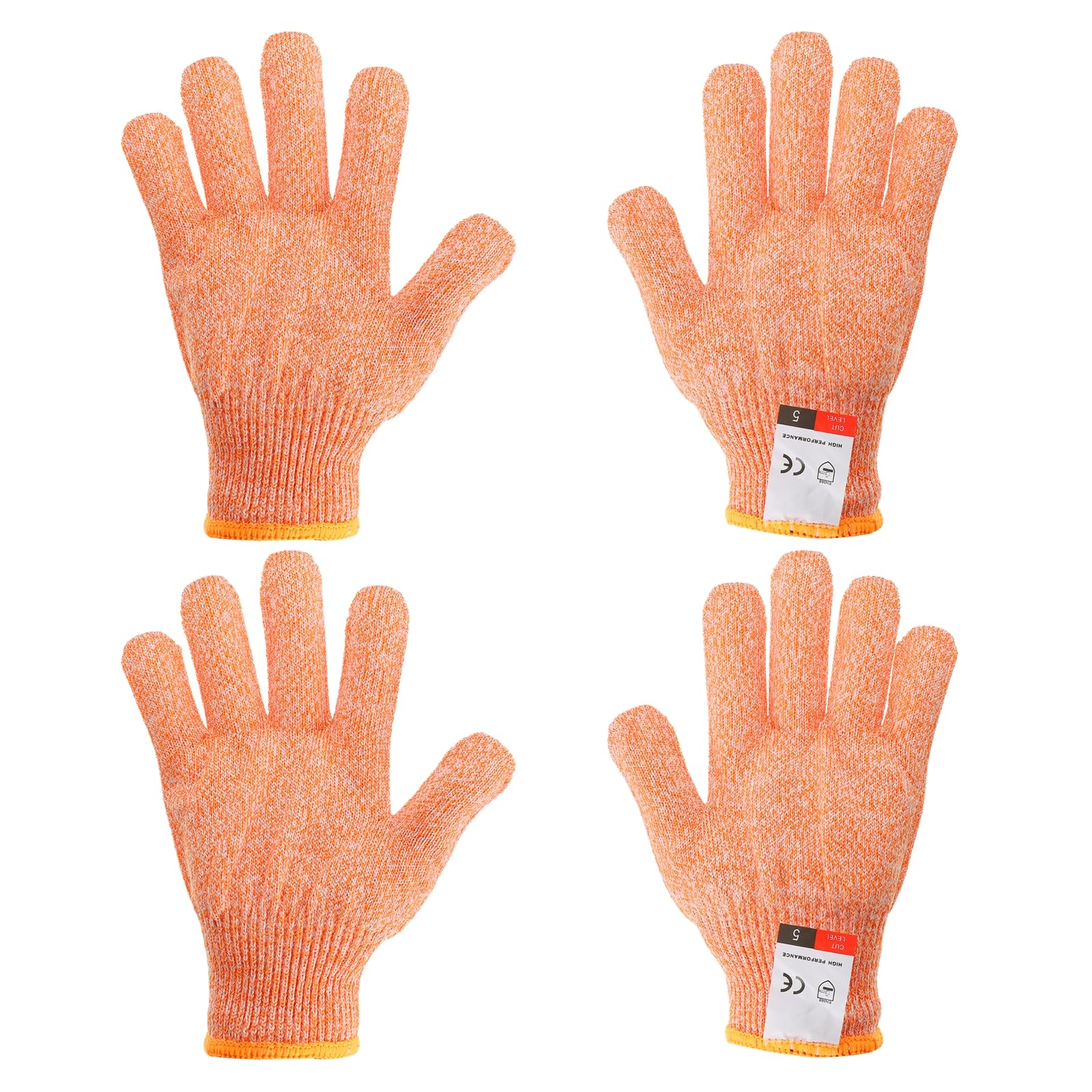 PATIKIL Cut Resistant Gloves, 2 Pair Level 5 Protection Anti Cutting Gloves Cut Proof Gloves for Kitchen Wood Carving Working, Small, Orange