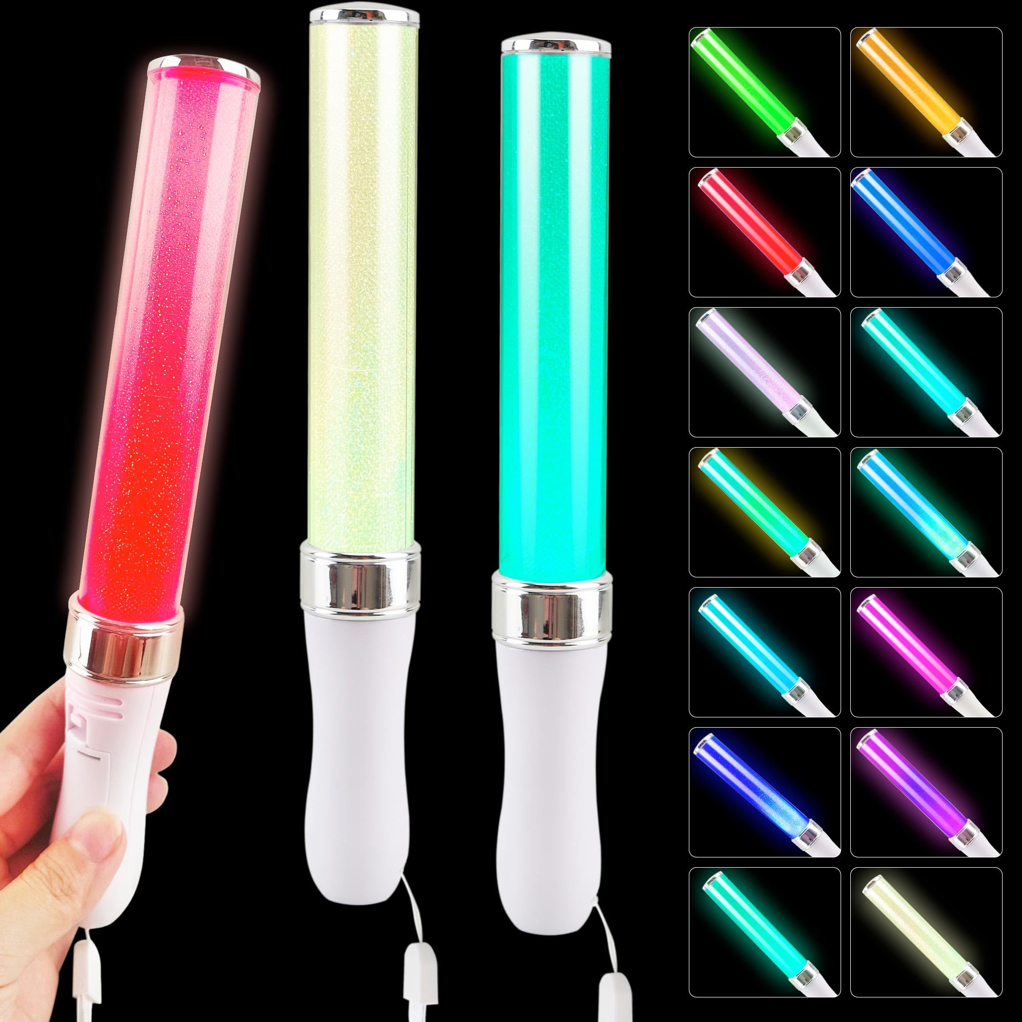 Photo 1 of 8 Pcs Light Sticks 15 Colors Change Glow Wand Multicolor LED Glow Sticks Flashing Bright Light Up Sticks