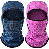 2 Pieces Kids Balaclava Face Mask Winter Ski Hat Face Covering Windproof Face Warmer for Cold Weather(Navy Blue, Purple, Large)