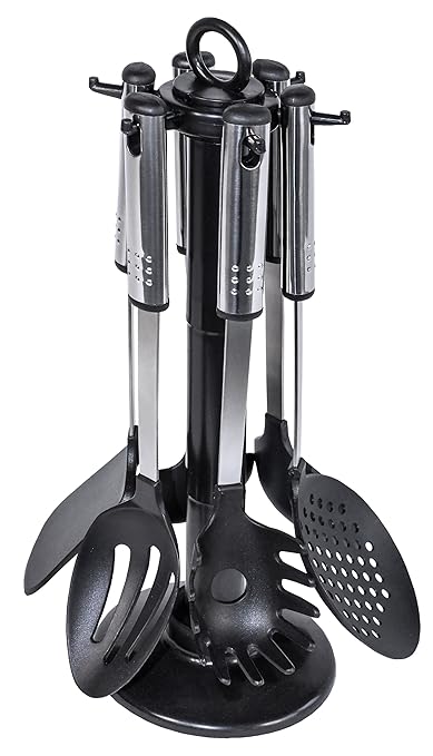 title=Karcher 113560 Set di utensili da cucina Lisa (7 pz., incl. supporto, acciaio