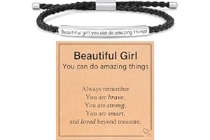 BxkSky Beautiful Girl You Can Do Amazing Things – Inspirational Bracelet Birthday Christmas Gifts for Teen Girls