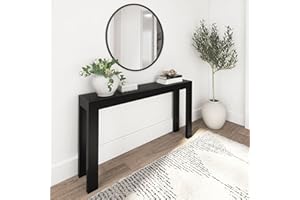 Plank+Beam Modern Solid Wood Console Table, 56 Inch, Sofa Table, Narrow Entryway Table for Hallway, Behind The Couch, Living Room, Foyer, Easy Assembly, Black