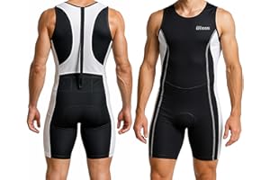 WIXEN SPORTS Wixen Men’s Triathlon Suit – Padded One-Piece Sleeveless Trisuit with Rear Zipper for Running, Swimming, Cycling