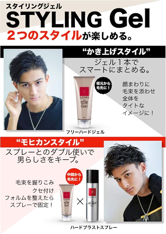 Amazon Lipps リップス ヘアジェル ハード キープ スタイリング ジェル メンズ ワックス 大容量 2g キープ セット力 Lipps リップス ヘアジェル 通販