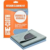 E-Cloth Kitchen Cleaning Cloth Kit, Reusable Washable Towels | Glass &amp; Polishing + Cleaner Cloth, Kitchen Countertop, Stainless Steel Appliances, Household Cleaning Supplies, Eco Packaging