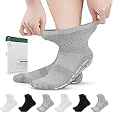 Bulinlulu Bamboo Viscose Diabetic Socks with Grippers for Men Women -6 Pairs Non Binding Ankle Slipper Socks Size 6-9 9-12
