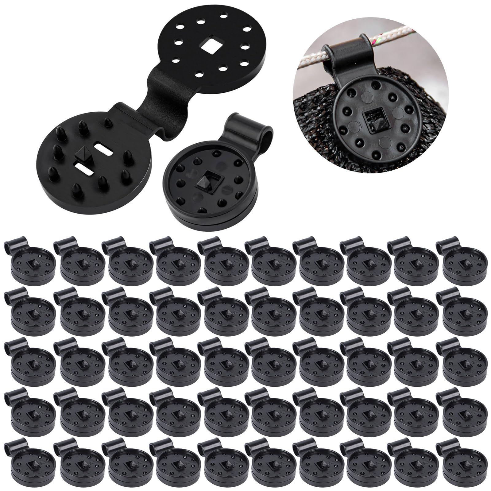Jogoico 50pcs Shade Cloth Plastic Clips, Reusable Lock Grip for Sunshade Net, Windproof Garden Shade Net Clip for Tent Shelters Fixing, Greenhouse Film Sunshade, Awning Canopy, Anti Bird Netting