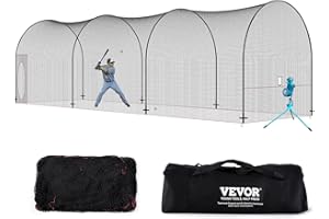 VEVOR Baseball Batting Cage, Softball and Baseball Batting Cage Net and Frame, Practice Portable Cage Net with Carry Bag, Hea