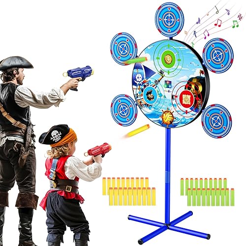 fygurso Shooting Game Toys,Pirate Themed shooting Interactive Target with 2 Toy Guns 40 Foam Darts Kids Outdoor Indoor Toys for Birthday Halloween Xmas Gifts for 4 5 6 7 8 9 10+ Year Old Boys Kids