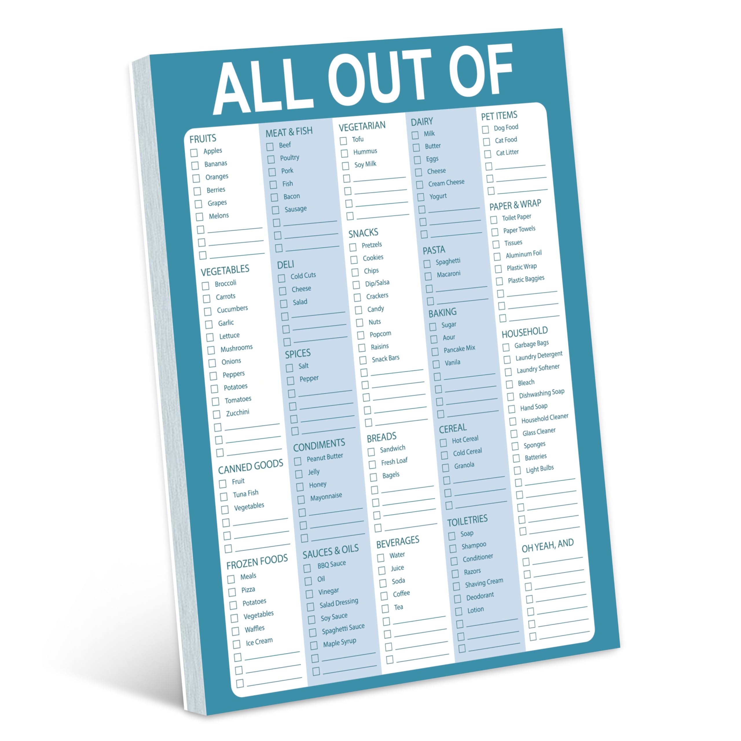 Photo 1 of Kamoy All Out Of Grocery List Magnet Pad for Fridge, Shopping List Notepad for Fridge Magnets with Frutis/Vegetables/Canned Goods/Frozen Foods… Grocery List Notepad for Fridge B5(6.5"*8.5") 52 Sheets