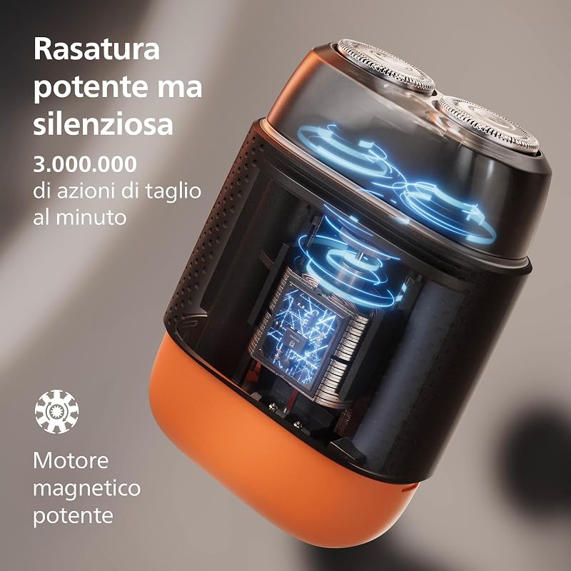 Shaver Serie 500 - rasoio elettrico compatto, sistema Lift & Cut, lame SteelPrecision, testine flessibili 3D, rasatura Wet & Dry, custodia e blocco da viaggio, copritestina magnetico, S595/05