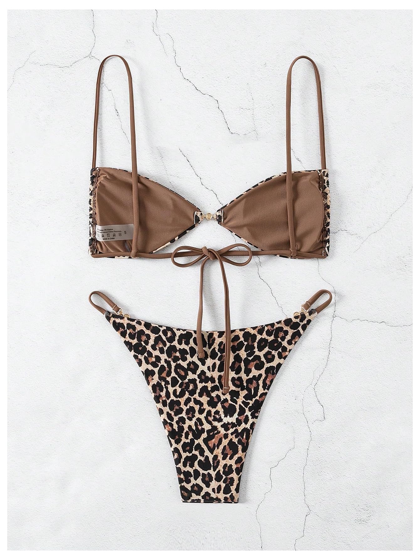 SOLY HUX Bathing Suit for Women Leopard Print Bikini Sets Two Piece Swimsuit Multicoloured Leopard Small - Image 2