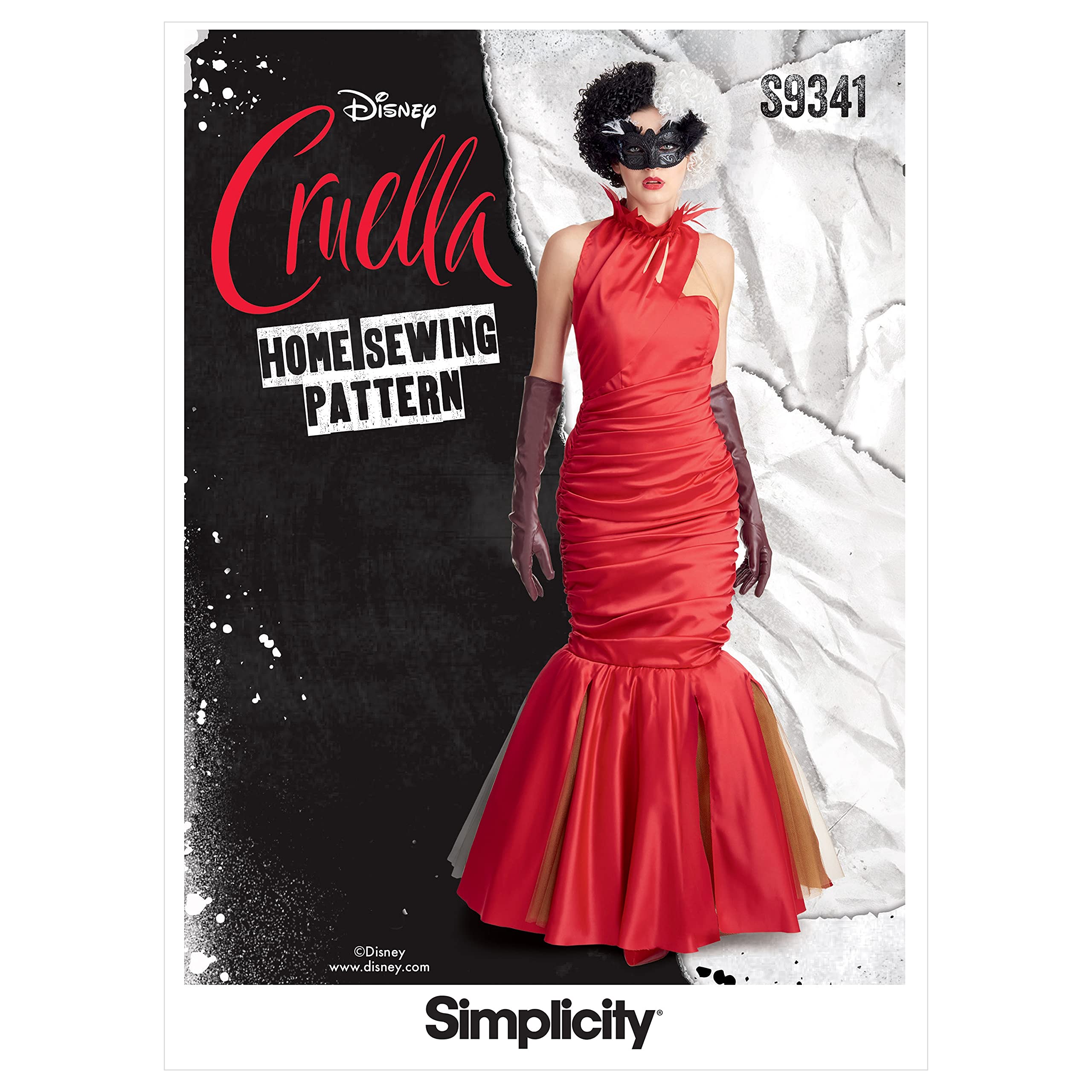 Simplicity SS9341R5 Misses Costume Extravagant Lined Mermaid Style Costume Gown from Disney's Film Cruella,14-16-18-20-22