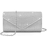 PACETAP Rhinestone Clutch Purses for Women, Sparkly Glitter Evening Bags Handbag Crossbody Bag for 1920s Party Wedding Engagement Prom(Silver)
