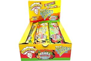 POPUPS! LOLLIPOP WARHEADS Tropical Sour Taffy 2-in-1 Chewy Bars - Tropical Candy Variety Pack - Assorted Flavors, Individually Wrapped Chewy Bars - Bulk Taffy - Gluten Free Candy - Box of 24