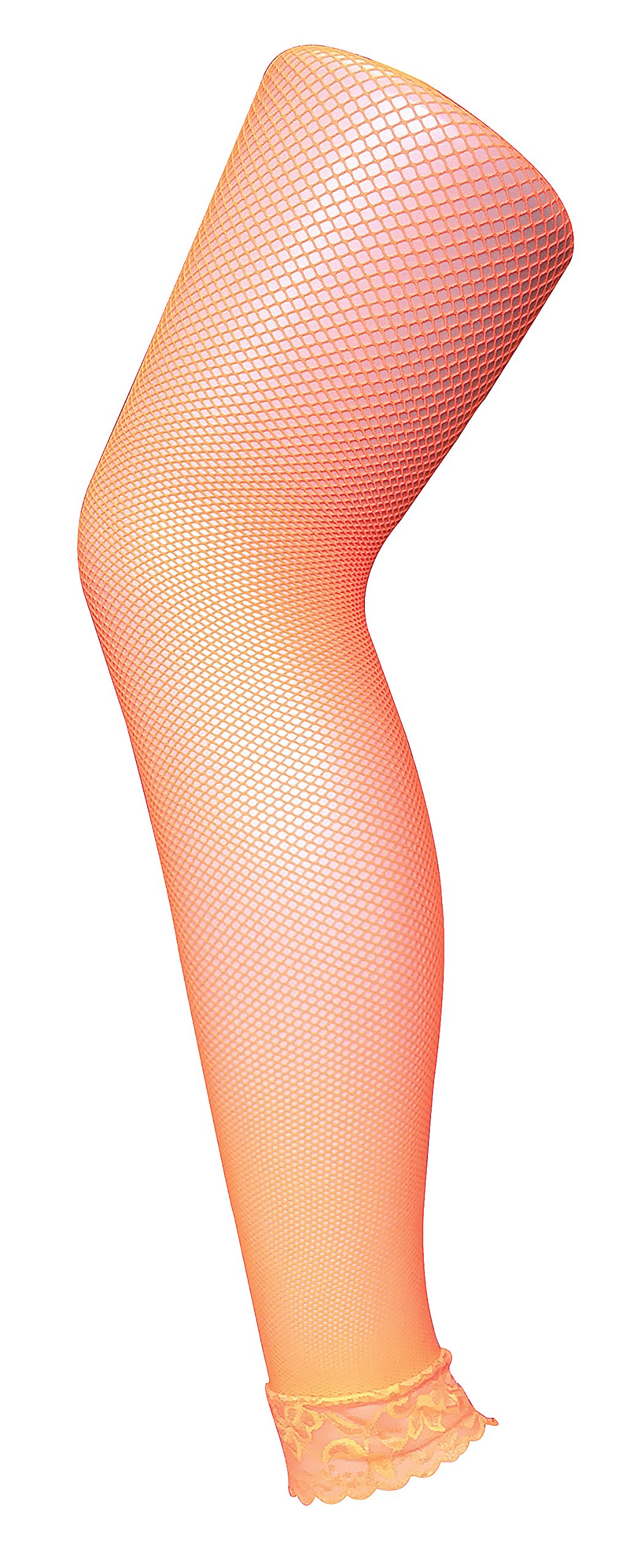Ladies Womens Coloured Neon Footless Fishnet Tights With Lace Trim