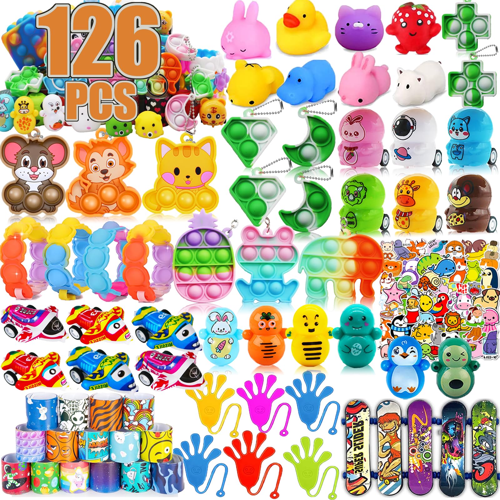 Photo 1 of 126 Pack Party Favors for Kids 3-5,Pop Fidget Toys, Classroom Prizes, Treasure Box Toys, Pinata Filler, Goodie Bag Stuffers, Treasure Chest, Prize Box Bulk Small Toys, Easter Egg fillers