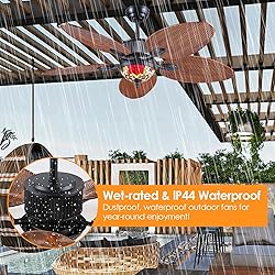50 Inch Outdoor Waterproof Ceiling Fan with Light