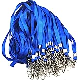 Beebel Blue Lanyards 100 Pcs Lanyard for Id Badges Flat Lanyard with Badge Clip with J-Hook