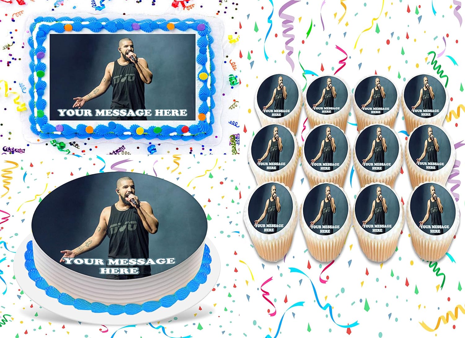 Drake Cake Topper Edible Image Personalized Cupcakes Frosting Sugar