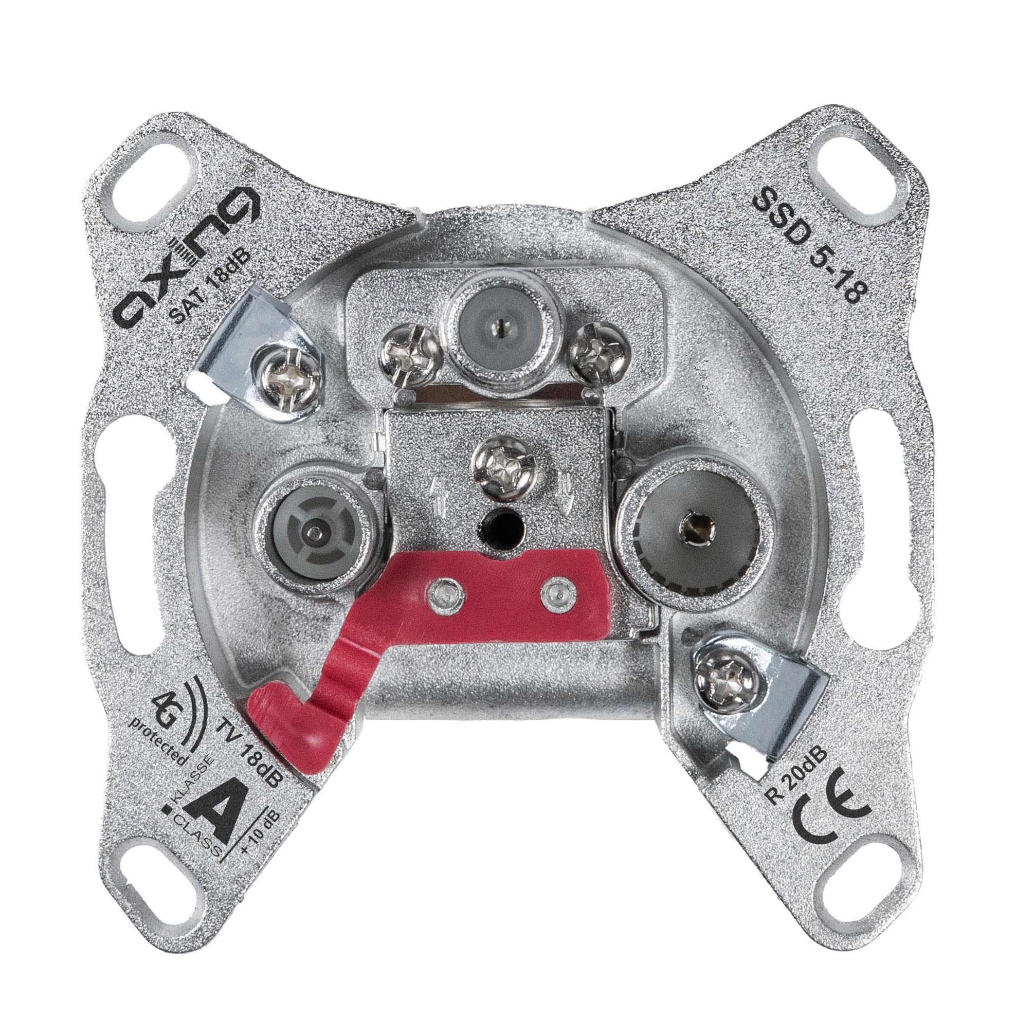 Axing SSD 5-18 Universal Antenna socket 3-port Wall Outlet loop-through with 18 dB tap loss for CATV, Satellite and Unicable Systems
