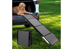 HUIMPET Dog Ramp for Car, 71 Inch Extra Length and 18Inch Wide Folding Pet Ramp Dog Step for Any Dog with Non-Slip Carpet Surface Portable Dog Car Ramp for Cars and Trucks Outdoor Dog Ramp Holds 280 Pounds