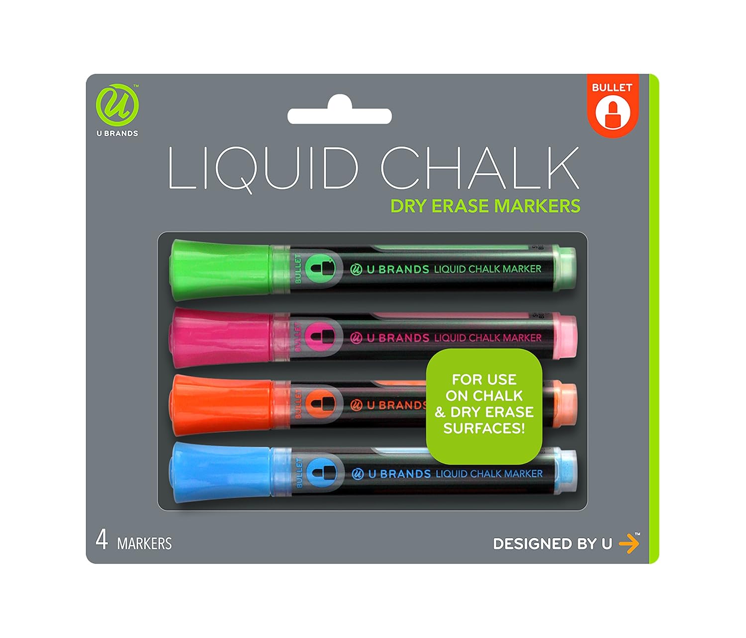 U Brands Liquid Chalk Dry Erase Markers Bullet Tip Assorted Colors