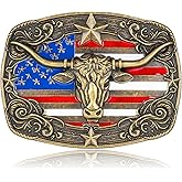 Absbolo Cowboy Belt Buckle for Men Western Cowgirl Rodeo Longhorn Bull Belt Buckles