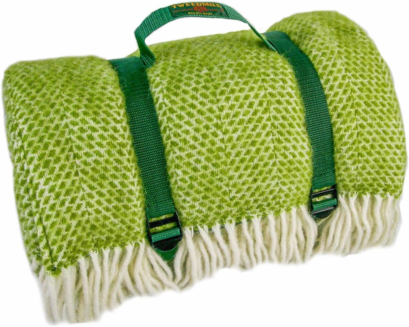 Polo Waterproof Picnic Blanket Rug - Honeycomb Apple Green Wool - British Made