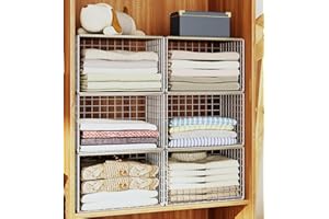 CIDAZIYA Closet Organizers And Storage Shelf, 3Pack Stackable Closet Storage Bin Basket For Clothes Sweaters With Top Board, Widened Opening, Heightened Height, Large Capacity Sturdy Clothing Storage Organizer