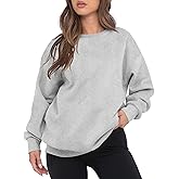 VIUTIL Womens Oversized Crewneck Sweatshirt Fleece Casual Loose Pullover Tops 2026 Winter Clothes