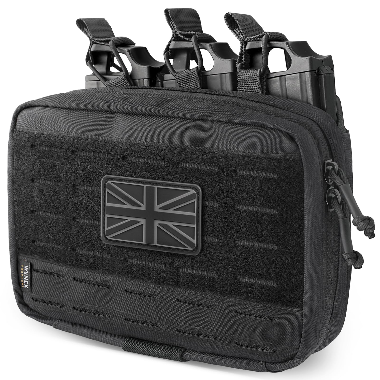 WYNEX Tactical Mag Pouch, Molle Admin Pouch of Laser Cut, Tactical Medical EMT EDC Pouch, Triple Magazine Pouch for M4 M16 Molle Utility Tool Pouches Included Patch