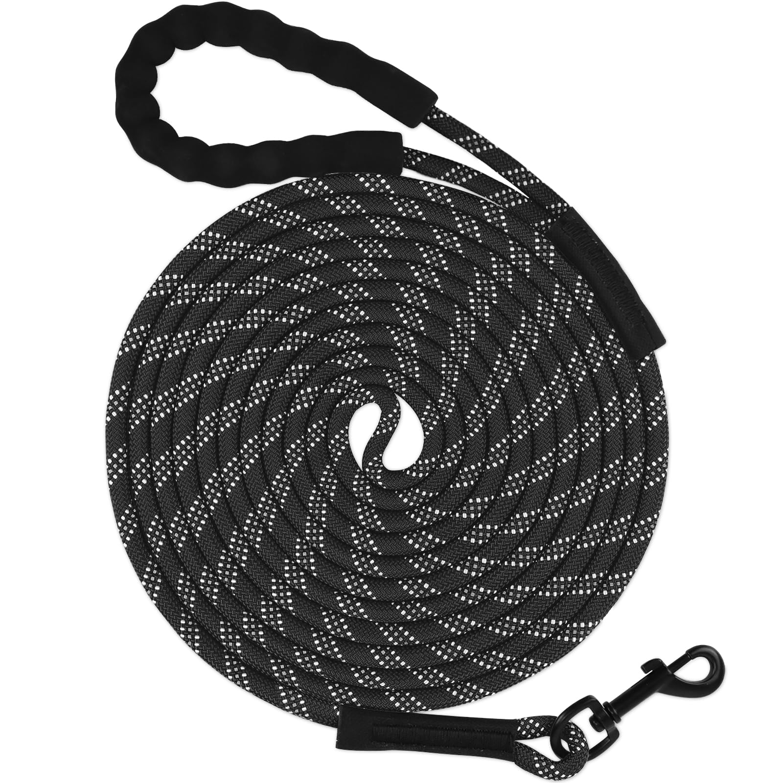 Taglory Training Lead for Dogs 15 m, Reflective Long Rope Lead with Soft Padded Handle for Small Medium Large Dogs, Black