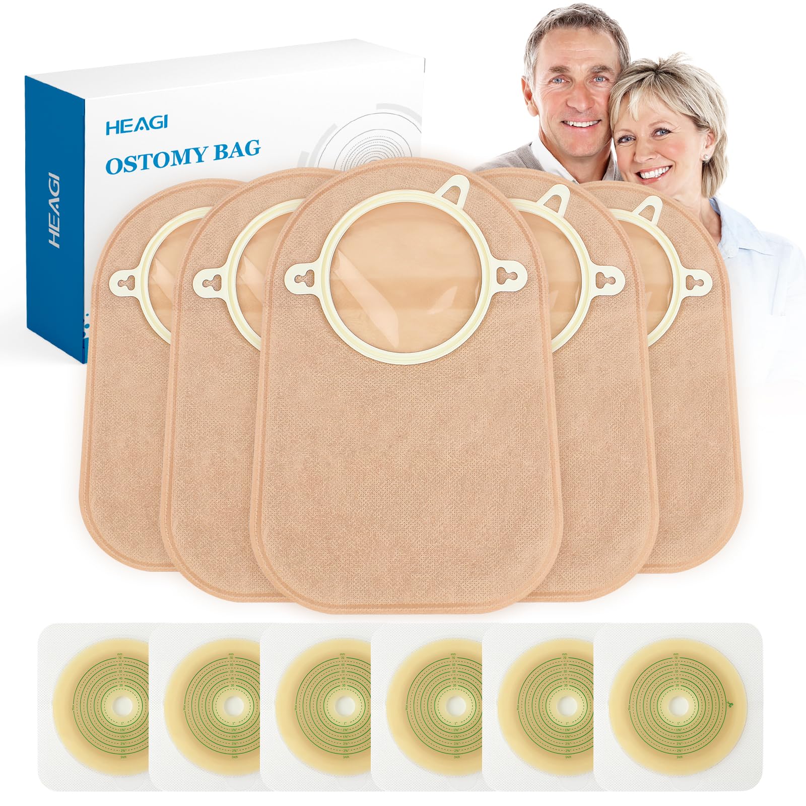 Photo 1 of 60pcs Ostomy Supplies Ostomy Bags 2 Piece Closed End, 2-Piece Disposable Colostomy Bags for Ileostomy Stoma Care, Travel Backup, Cut-to-Fit, 70mm Max (40 x Ostomy Bag + 20 x Skin Barrier?