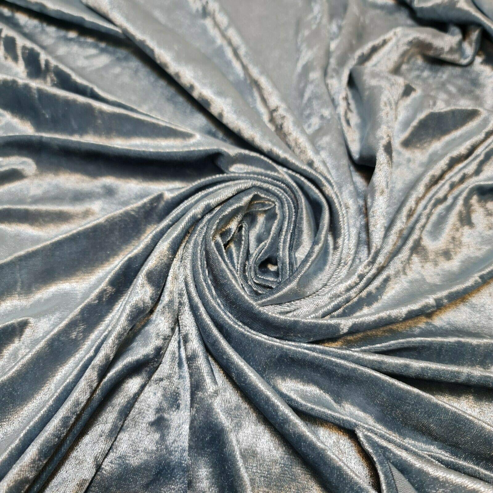 Luxurious Quality Soft Stretch Crush Velvet Dress Craft Fabric Material Suitable for Home Decor, Curtains, Upholstery & More 58" - 150 cm Wide Sold As Pre - Cut Lengths (Duck Egg, 1 Meter)