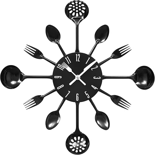 Premier Housewares Black Cutlery Wall Clock