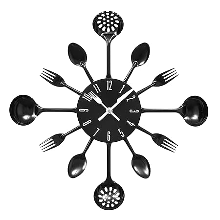 Couverts Cutlery Kitchen Utensil Wall Clock Spoon Fork Ladel Clock