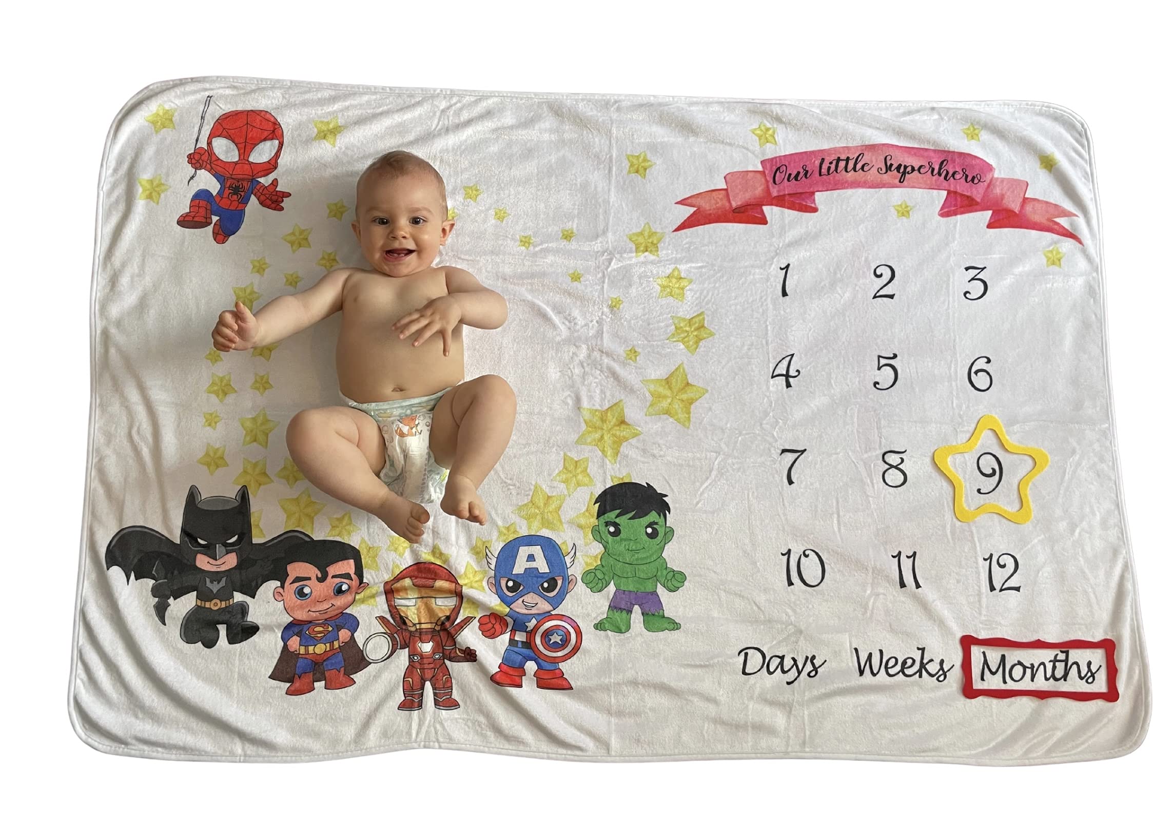 Baby Milestone Blanket, Our Little Superhero, Baby Blanket, Large Baby Blanket