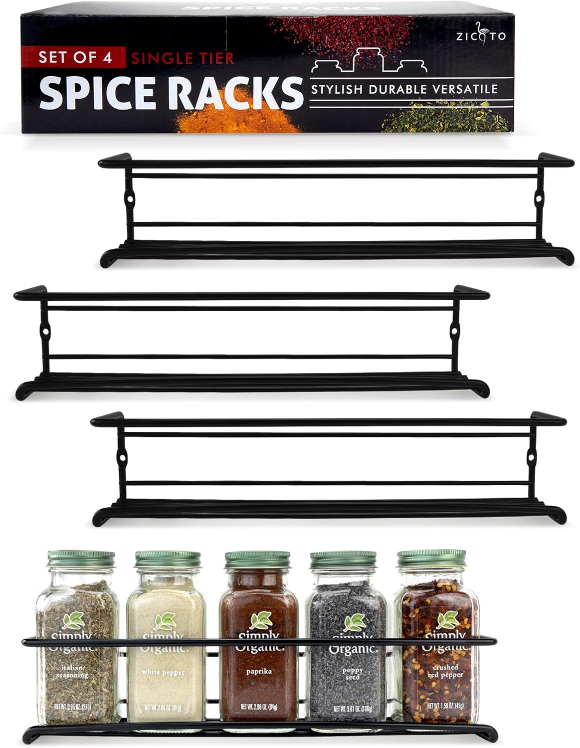 cabinet hanging spice rack on Spice Racks Perfect Seasoning Organizer For Your Kitchen Cabinet Easy To Install Set Of 4 Hanging Racks Cupboard Or Pantry Door Space Saving Spice Rack Organizer For Cabinets Or Wall Mounts Kitchen