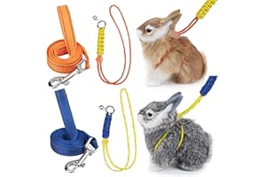GAGILAND 2pcs Figure 8 Harness and Leash with Reflective Strap and Bell for Ferrets, Rabbits, Bearded Dragon, Guinea Pig, Chi