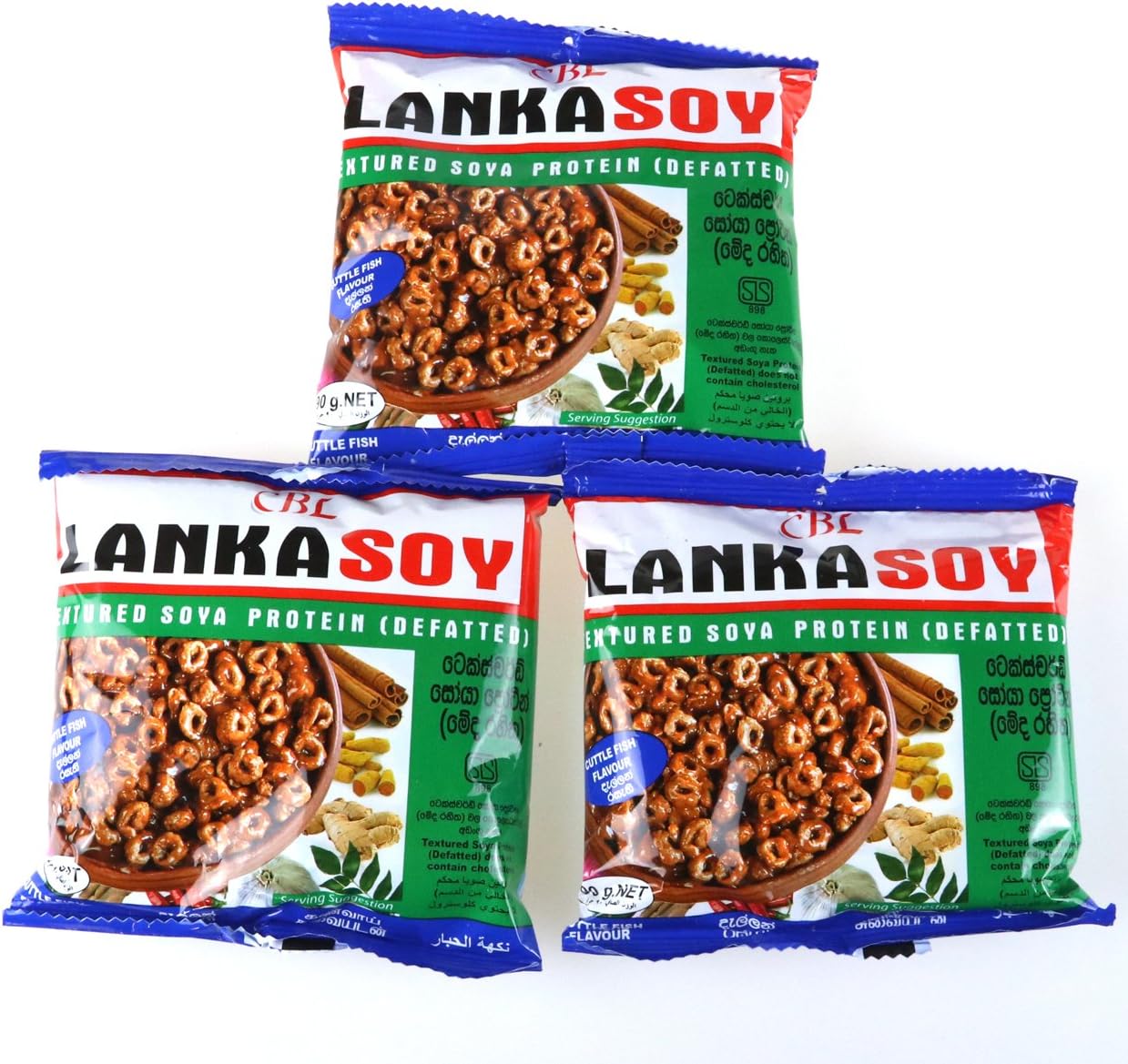 Lankasoy Cuttle Fish Flavored Soy Nuggets 90g (3 Packs)