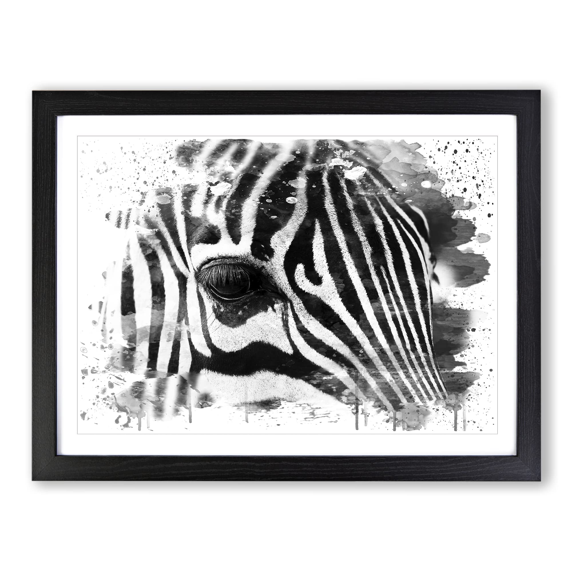 Zebra No.2 V3 Modern Framed Print | A3 Black Framed Wall Art | Ready to Hang | Modern Animal Picture | Living Room Bedroom Lounge Office