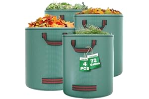 4 Pack 72 Gallon Garden Yard Waste Bags, Reusable Collapsible Plants Leaf Grass Waste Bag, Heavy Duty Gardening Bags for Gard